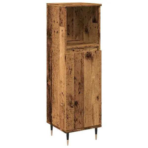 Nedsatt pris vidaXL Badrumsskåp åldrat trä 30x30x100 cm konstruerat trä