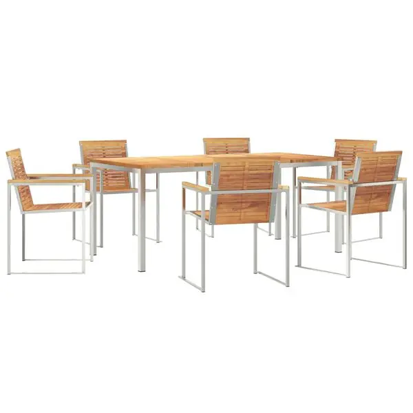 Populärt val vidaXL Trädgårdsmöbelset 7 pcs Brun Massivt teakträ