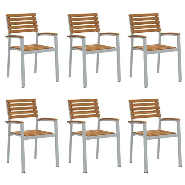 Erbjudande vidaXL Trädgård Stol 6 pcs Brun 56 x 57 x 87 cm Massivt Akaciaträ