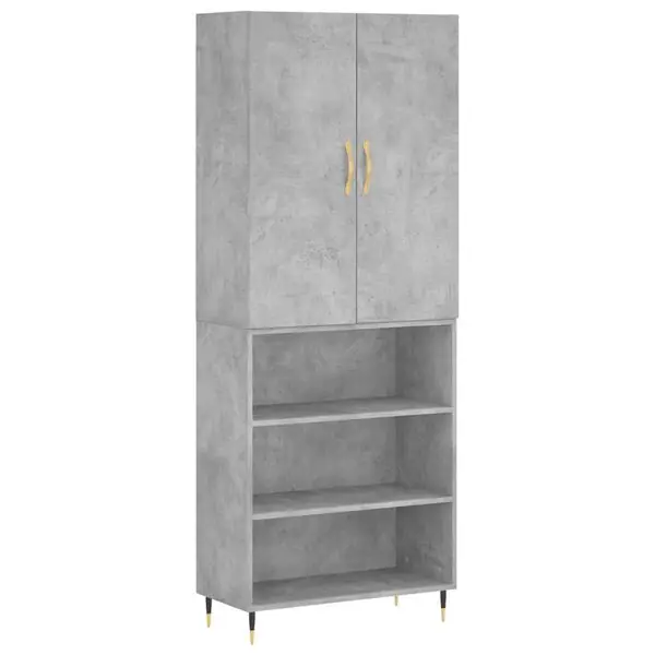vidaXL Högskåp betonggrå 69,5x34x180 cm konstruerat trä Billig