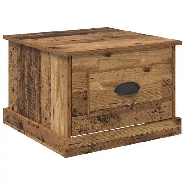 Snabb leverans vidaXL Kaffeebord med låda Gammalt trä 50 x 50 x 35 cm Konstruerat trä