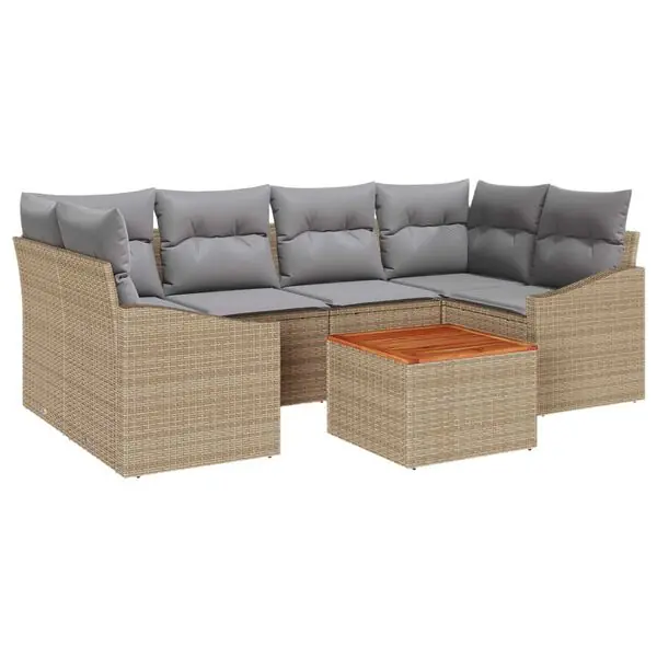 Populär vidaXL Trädgårdsoffset 7 pcs Beige och Ljusgrå konstrotting