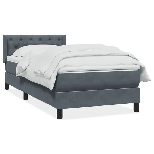 vidaXL Ramsäng med madrass mörkgrå 80x210 cm sammet Snabb leverans