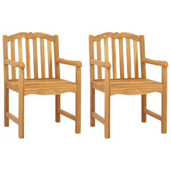 Beställ nu vidaXL Trädgård Stol 2 pcs Naturlig 58 x 60 x 93 cm Massivt teakträ