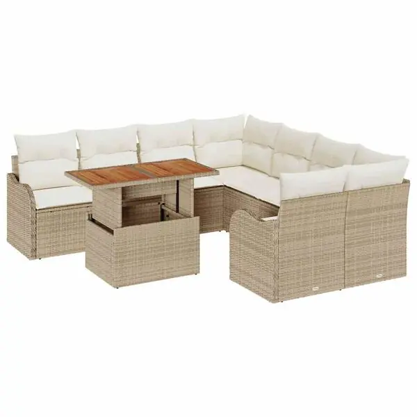 vidaXL Trädgårdsoffset med kudde 7 pcs beige och gräddvit Utförsäljning