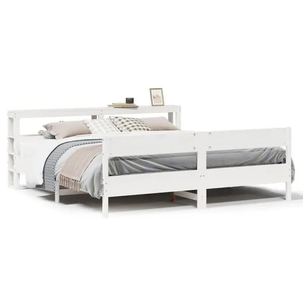 Kampanj vidaXL Sängram utan madrass vit 200x200 cm massiv furu