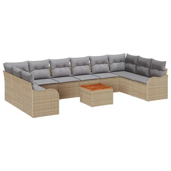 Rabatt vidaXL Trädgårdsoffset 10 pcs Beige och Ljusgrå konstrotting
