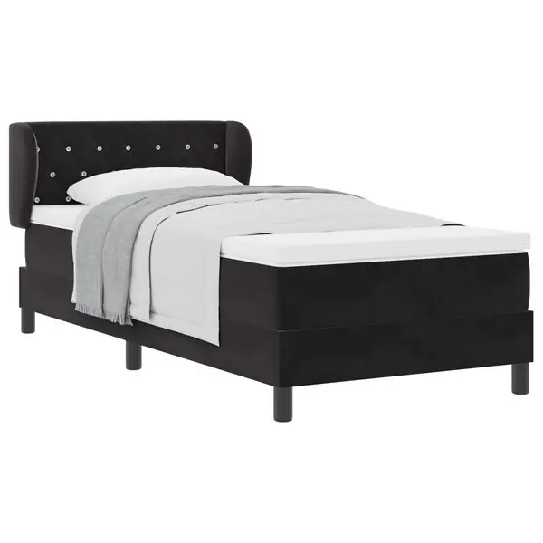 vidaXL Bäddfjäder med huvudgavel Svart 90 x 200 cm Sammet Populärt val