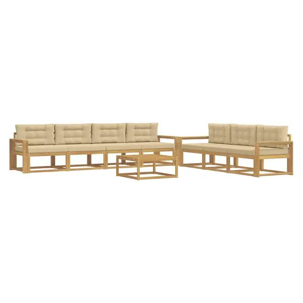 vidaXL Utomhussoffset med kudde 7 pcs Vit och Beige Beställ nu