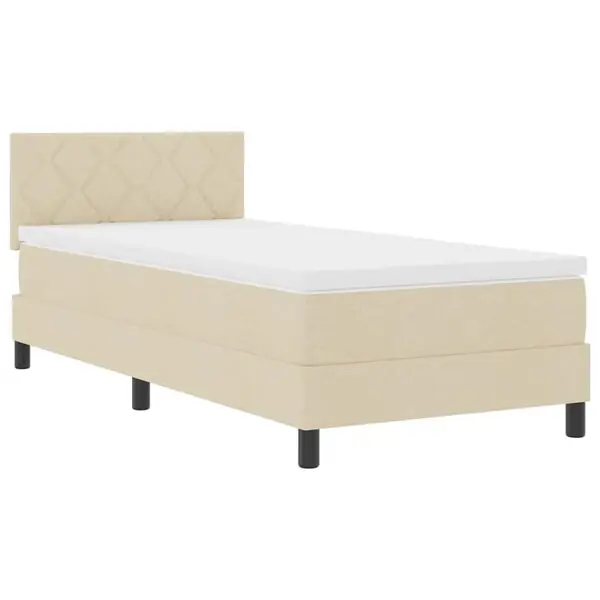 vidaXL Bäddfjäder med madrass med led Kräm 90 x 190 cm tyg Premium