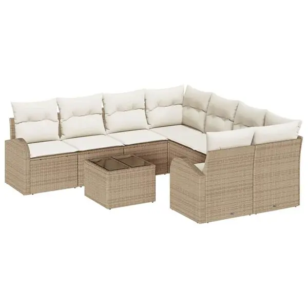 Köp online vidaXL Soffset med kudde 9 pcs Beige och gräddfärgad konstrotting