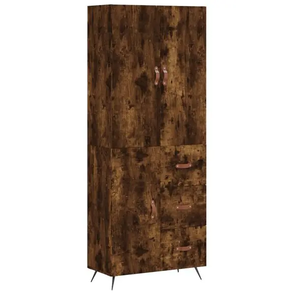 vidaXL Högskåp rökfärgad ek 69,5x34x180 cm konstruerat trä Expressleverans