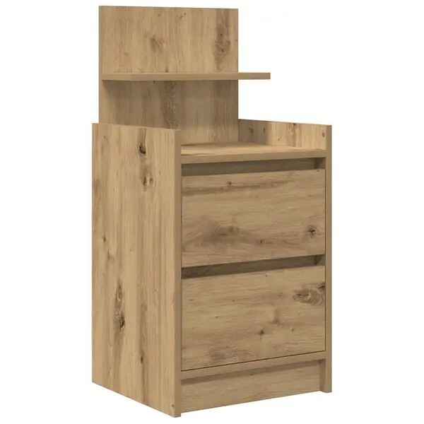 Säker betalning vidaXL Sängbord med 2 lådor hantverksmässig ek 38x34x80 cm