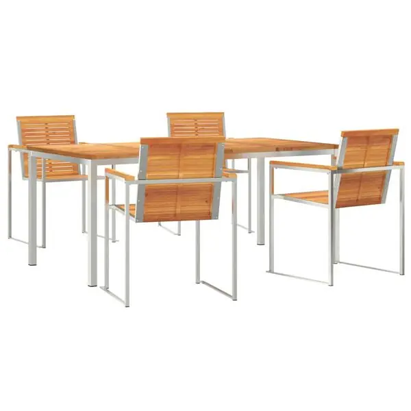 vidaXL Trädgårdsmöbelset 5 pcs Brun Massivt Akaciaträ Rabatter