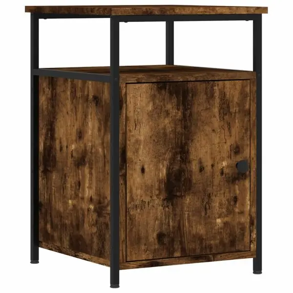 Rabatt vidaXL Sängbord rökfärgad ek 40x42x60 cm konstruerat trä