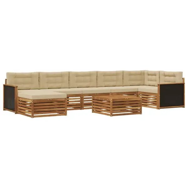 Populärt val vidaXL Utomhussoffset med kudde 8 pcs Naturlig och Beige