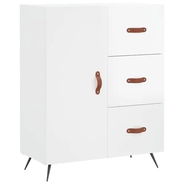 vidaXL Skänk vit högglans 69,5x34x90 cm konstruerat trä Expressleverans