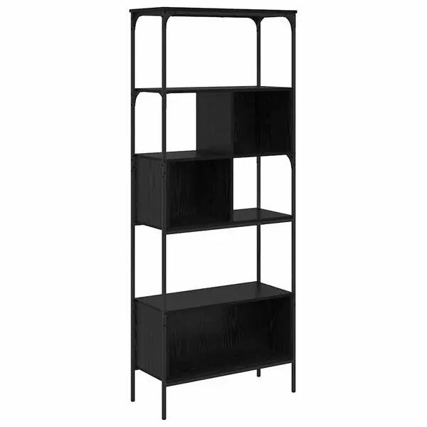 vidaXL Bokhylla Svart Ek 76 x 33 x 188,5 cm Konstruerat trä Kampanj