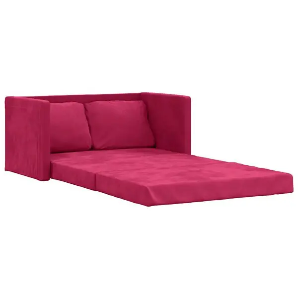 I lager vidaXL Golvbäddsoffa 2-i-1 vinröd 122x204x55 cm sammet