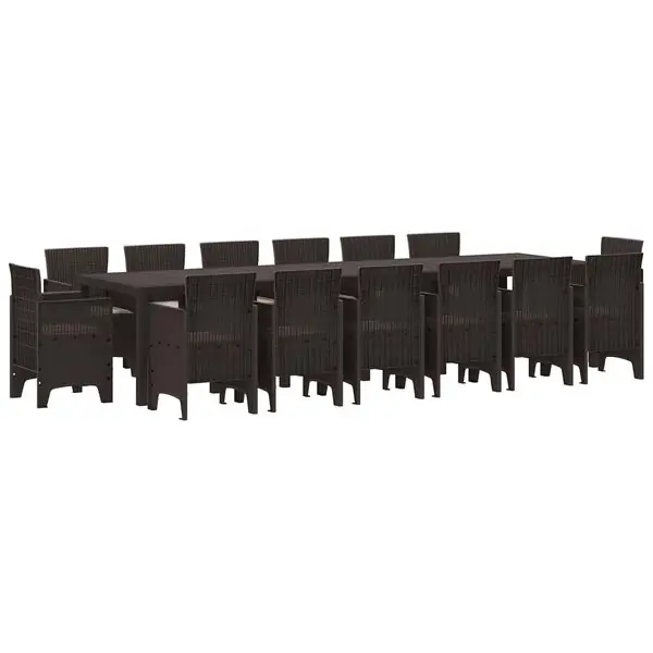 Rabatter vidaXL Trädgårdsmöbelset 15 pcs Brun Polt rotting