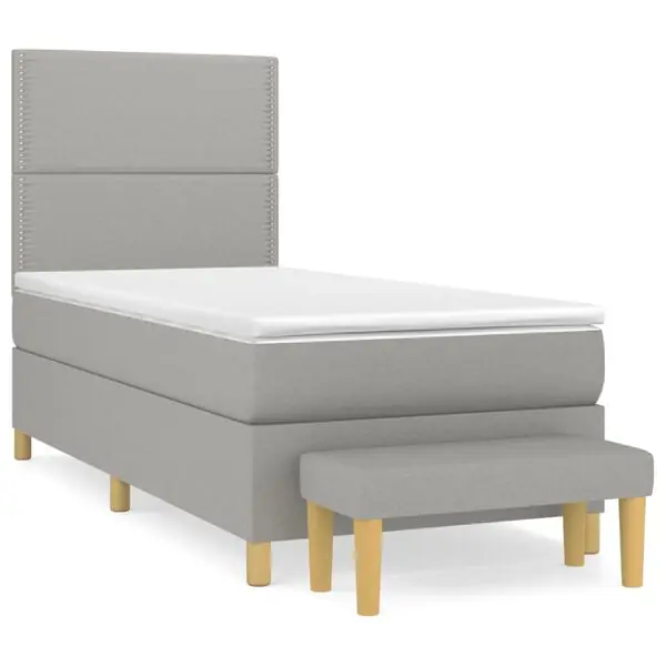 vidaXL Ramsäng med madrass ljusgrå 90x190 cm tyg Begränsat antal