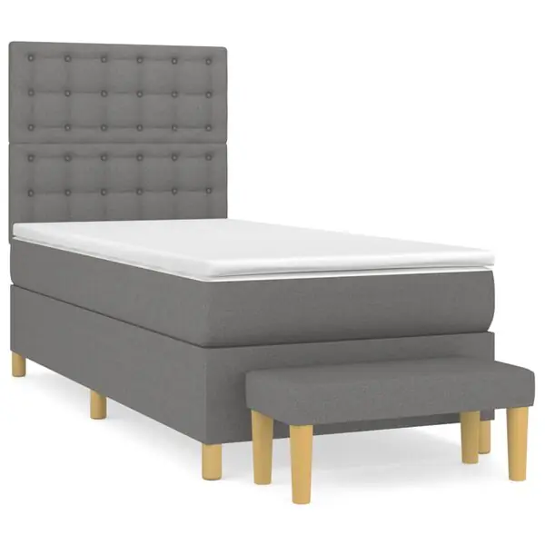 vidaXL Ramsäng med madrass mörkgrå 90x190 cm tyg Reapris