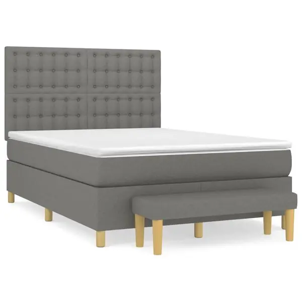 Begränsat erbjudande vidaXL Ramsäng med madrass mörkgrå 140x190 cm tyg
