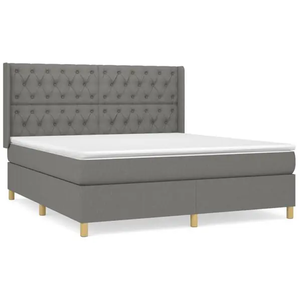 Outlet vidaXL Ramsäng med madrass mörkgrå 160x200 cm tyg