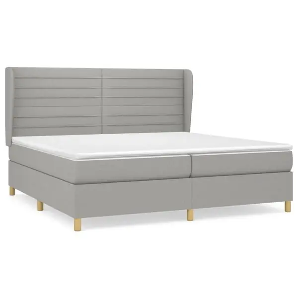Endast denna vecka vidaXL Ramsäng med madrass ljusgrå 200x200 cm tyg