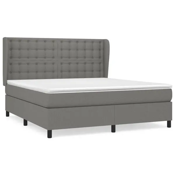 vidaXL Ramsäng med madrass mörkgrå 160x200 cm tyg Billigare