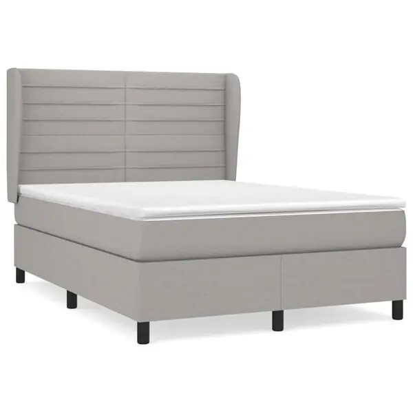 vidaXL Ramsäng med madrass ljusgrå 140x190 cm tyg Expressleverans