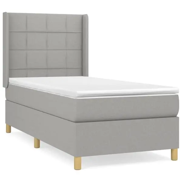 vidaXL Ramsäng med madrass ljusgrå 100x200 cm tyg Extra rabatt