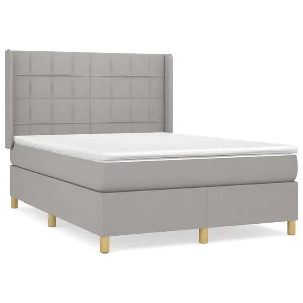 Outlet vidaXL Ramsäng med madrass ljusgrå 140x200 cm tyg