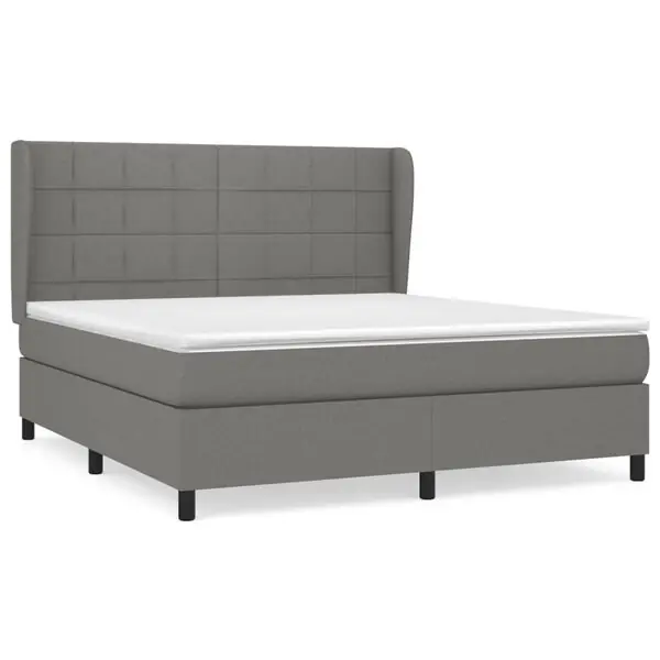 vidaXL Ramsäng med madrass mörkgrå 160x200 cm tyg Reapris