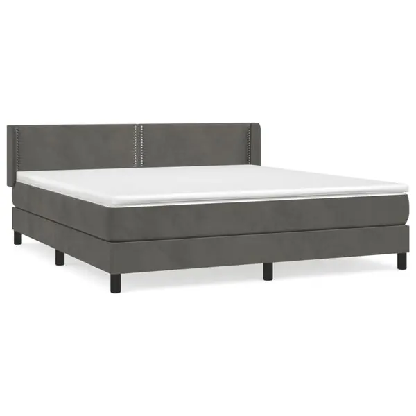 vidaXL Ramsäng med madrass mörkgrå 160x200 cm sammet Kundfavorit
