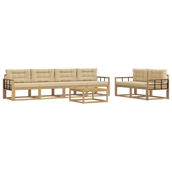 Handla nu vidaXL Utomhussoffset med kudde 6 pcs Vit och Beige