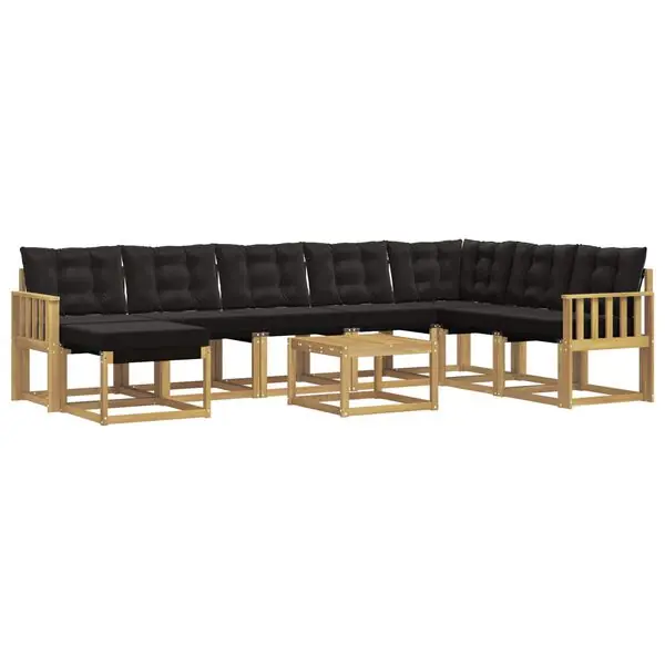 Sista chansen vidaXL Utomhussoffset med kudde 9 pcs Vit och svart