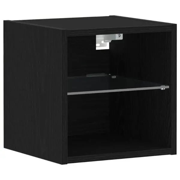 vidaXL Väggmonterad tv-bänk LED svart 30x28,5x30 cm risnedsättning