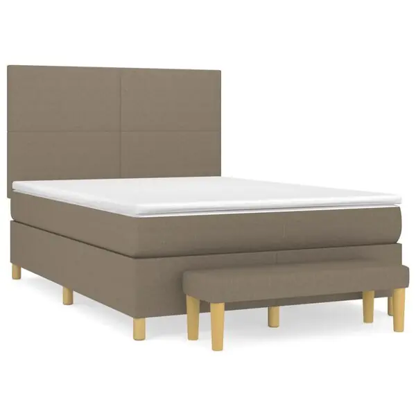 vidaXL Ramsäng med madrass taupe 140x200 cm tyg risnedsättning