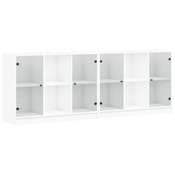 vidaXL Bokhylla med dörrar vit 204x37x75 cm konstruerat trä Lägg i varukorgen