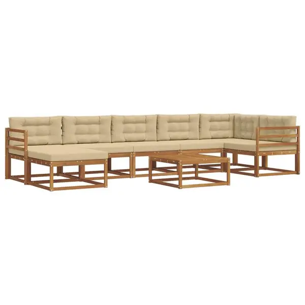 vidaXL Utomhussoffset med kudde 8 pcs Naturlig och Beige Extra rabatt