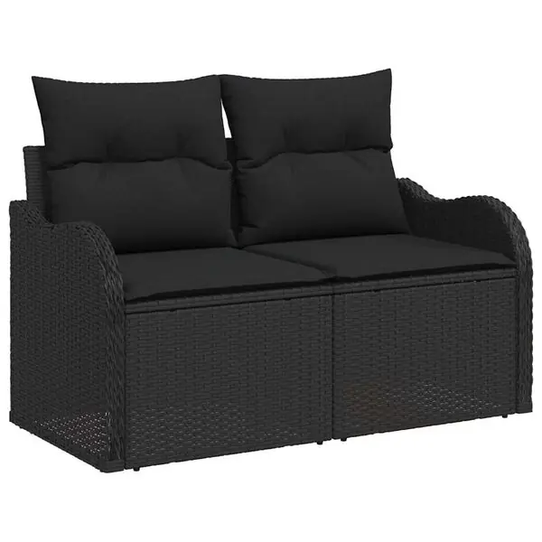Snabb frakt vidaXL Trädgårdsoffset med lagring 8 pcs Svart Poly rattan