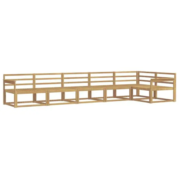 Kampanj vidaXL Utomhussoffset 6 pcs Vit 406 x 168,5 x 73 cm Massivt Akaciaträ