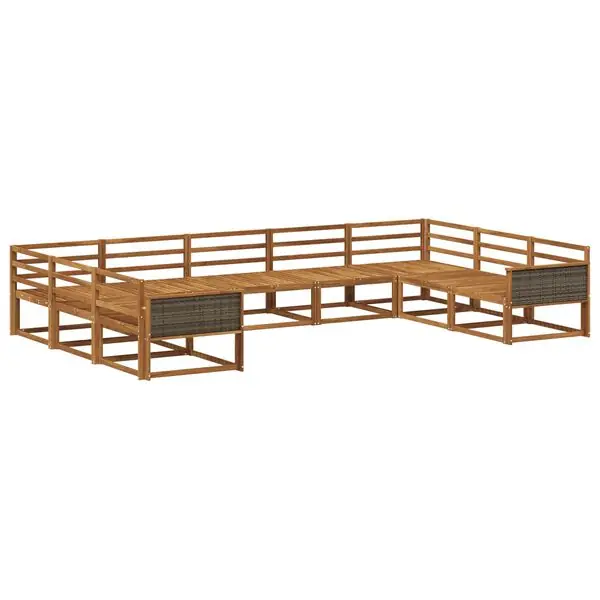 vidaXL Utomhussoffset 9 pcs Naturlig Massivt Akaciaträ Fri frakt