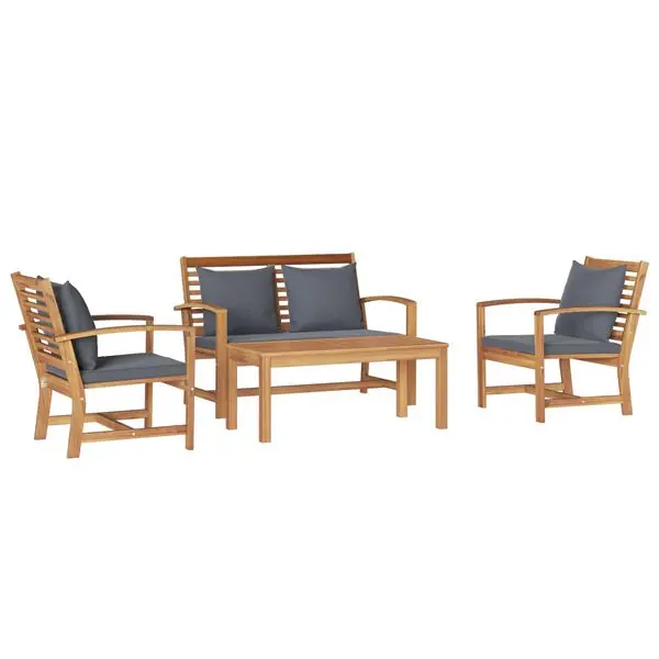 Köp nu vidaXL Trädgårdsoffset 4 pcs Naturfärg Massivt teakträ