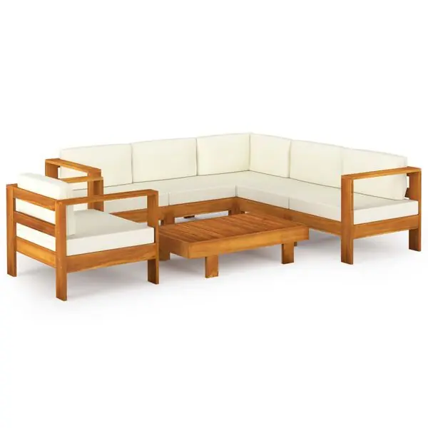 vidaXL 7-delad trädgårdsloungegrupp med kuddar 100x60 cm akaciaträ Endast idag