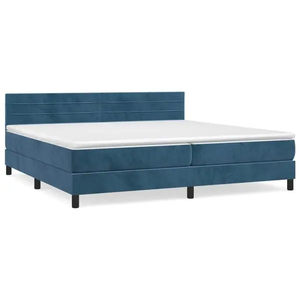 vidaXL Ramsäng med madrass mörkblå 200x200 cm sammet Beställ idag