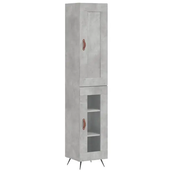 vidaXL Högskåp betonggrå 34,5x34x180 cm konstruerat trä risnedsättning