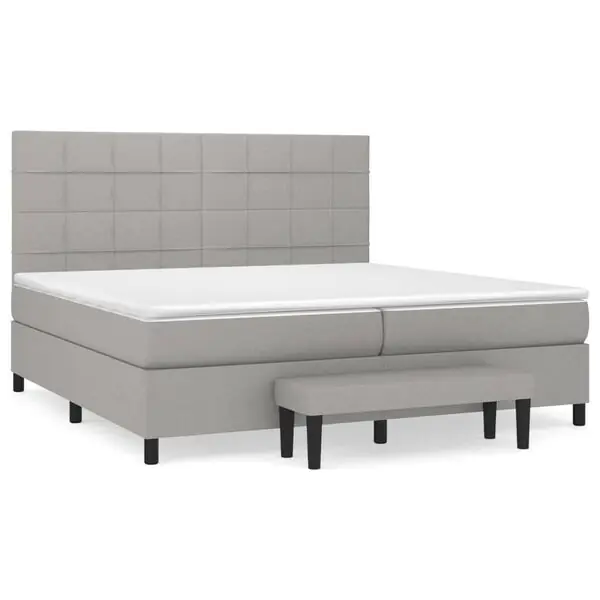 vidaXL Ramsäng med madrass ljusgrå 200x200 cm tyg Beställ idag
