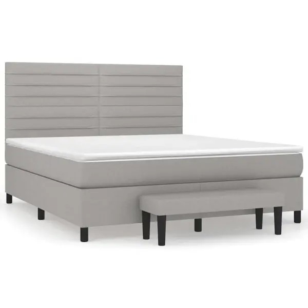 vidaXL Ramsäng med madrass ljusgrå 160x200 cm tyg Erbjudande